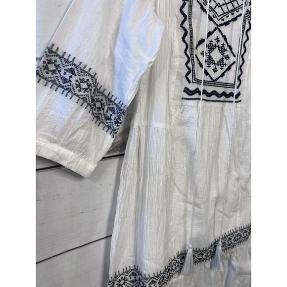 Hayden Los Angeles White‎ Embroidered Tassel Tie Neck Midi Dress Size S - Picture 2 of 6